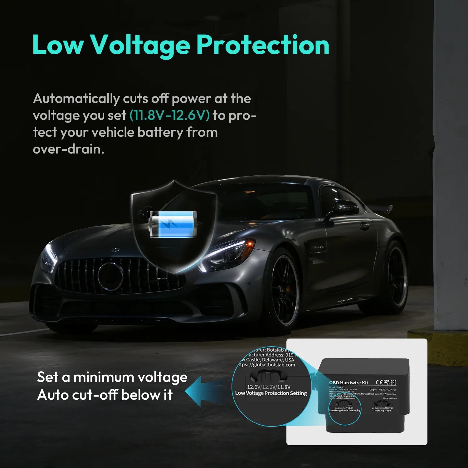 【Dealsforyoudays】Botslab Dash Cam OBD Hardwire Kit Type-C with 24H Parking Monitor, Car Dashcam, Dashcam Car Cameras