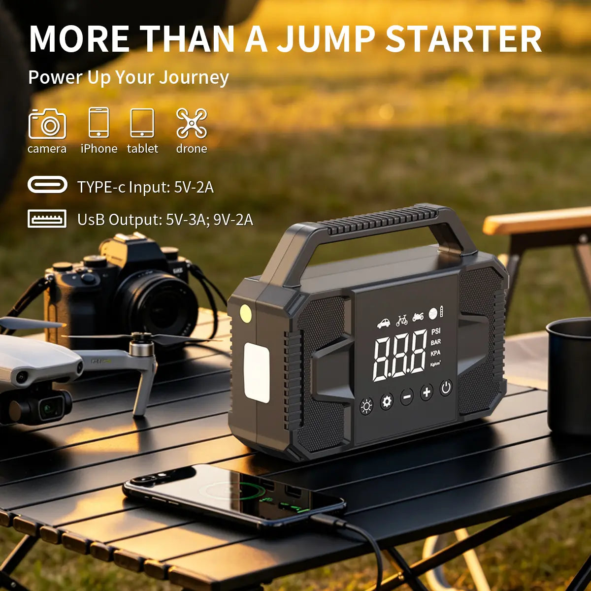 【Father'S Day Gift】Kapeezi Upgraded Portable Car Jump Starter, 4000A Car Battery Jump Starter with 150PSI Tire Inflator, 12V Car Battery Jump Starter, 15000Mah Bank, with LED Light System Power Automotive Car Essentials Jumper Powerbank
