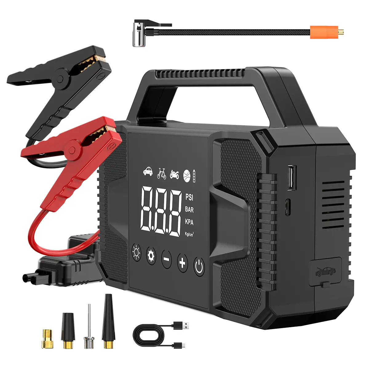 【Father'S Day Gift】Kapeezi Upgraded Portable Car Jump Starter, 4000A Car Battery Jump Starter with 150PSI Tire Inflator, 12V Car Battery Jump Starter, 15000Mah Bank, with LED Light System Power Automotive Car Essentials Jumper Powerbank