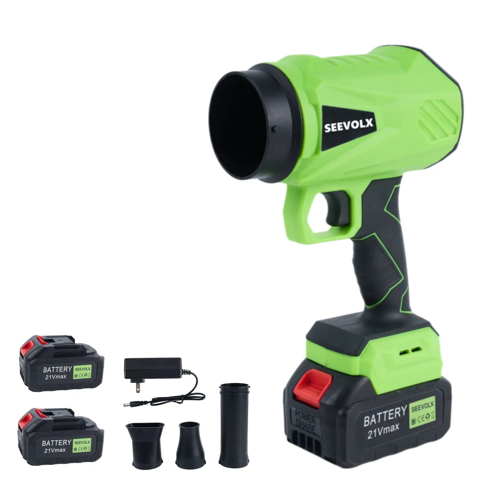 【Dealsforyoudays】Seevolx 2-In-1 Cordless Blower & Vacuum Kit - Handheld 21V Dual Batteries, 6 Adjustable Speeds, Digital Battery Display, Suction/Blower Nozzles, Filter, Charger - Ideal for Car, Home Cleaning, Practical Gifts