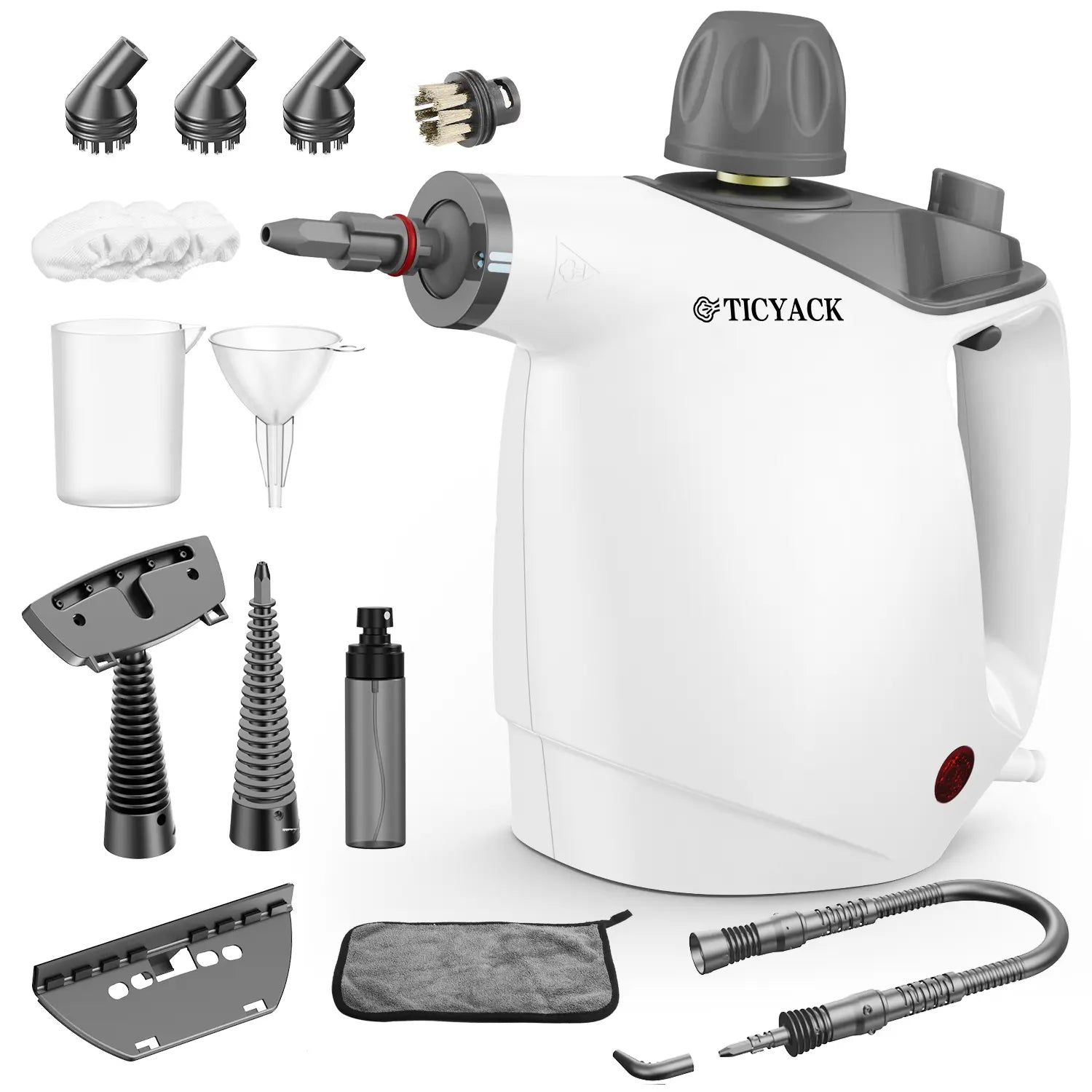 Handheld Steam Cleaner, Steam Cleaner with 16 PCS Accessory & Safety Lock, 500ML Capacity, Multi-Surface Deep Cleaning for Home, Car, Bathroom, Grout, Floor, Window (White).
