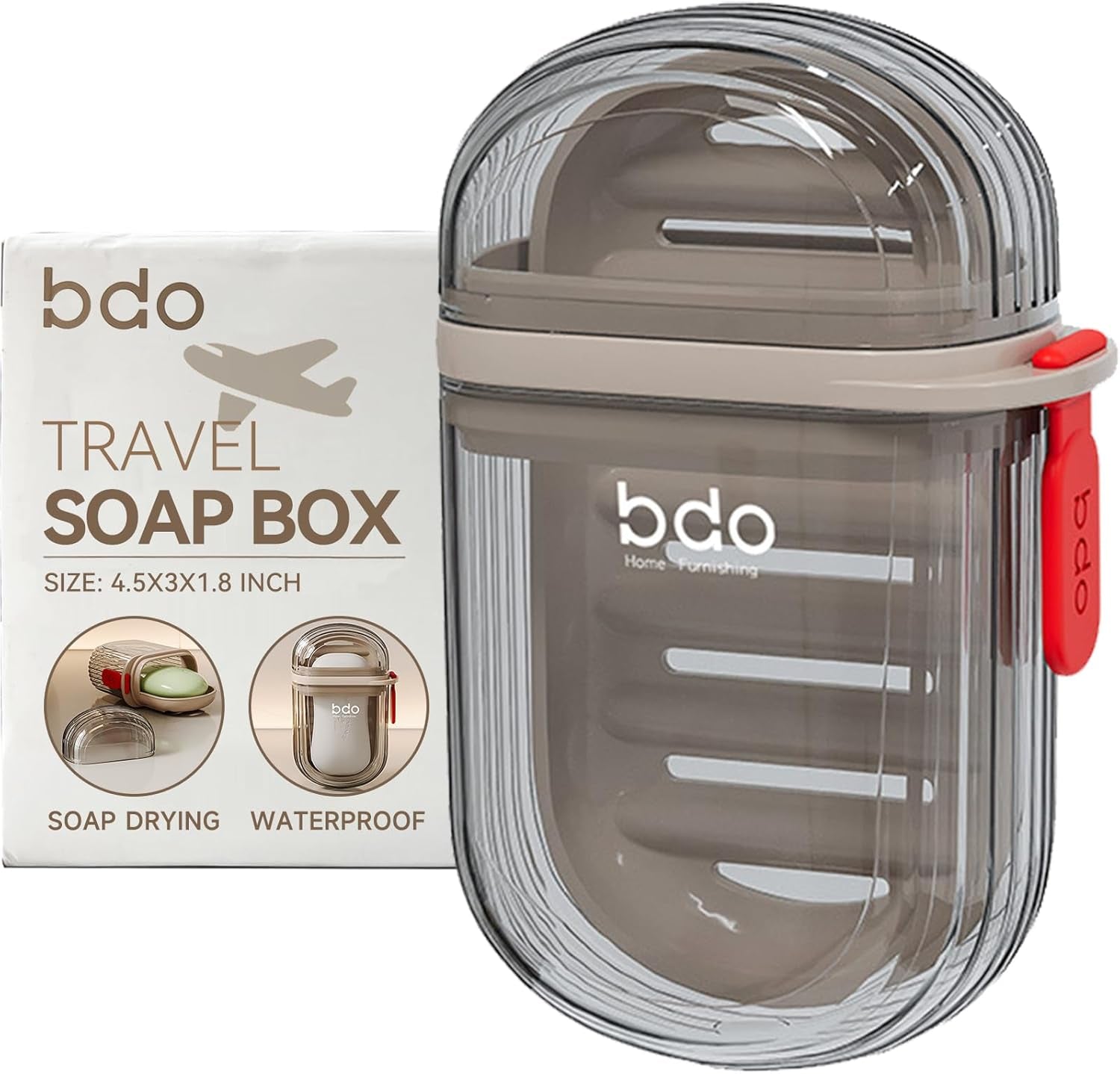 Travel Soap Case, Leakproof Soap Container with Lid, Portable Bar Soap Holder for Traveling, Soap Dish for Bathroom, Shower, Gym, School, Camping, Vacation, Outdoor-Transparent-Black